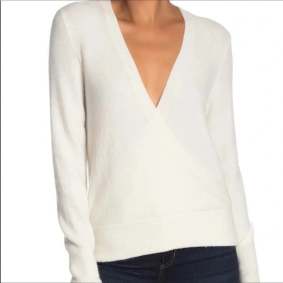 Madewell Cream Wrap Front Pullover Sweater XL NWT Ivory Surplice Winter Fall - Picture 2 of 8